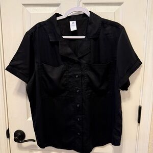 Tencel Camp Black Button Down Shirt for Women
